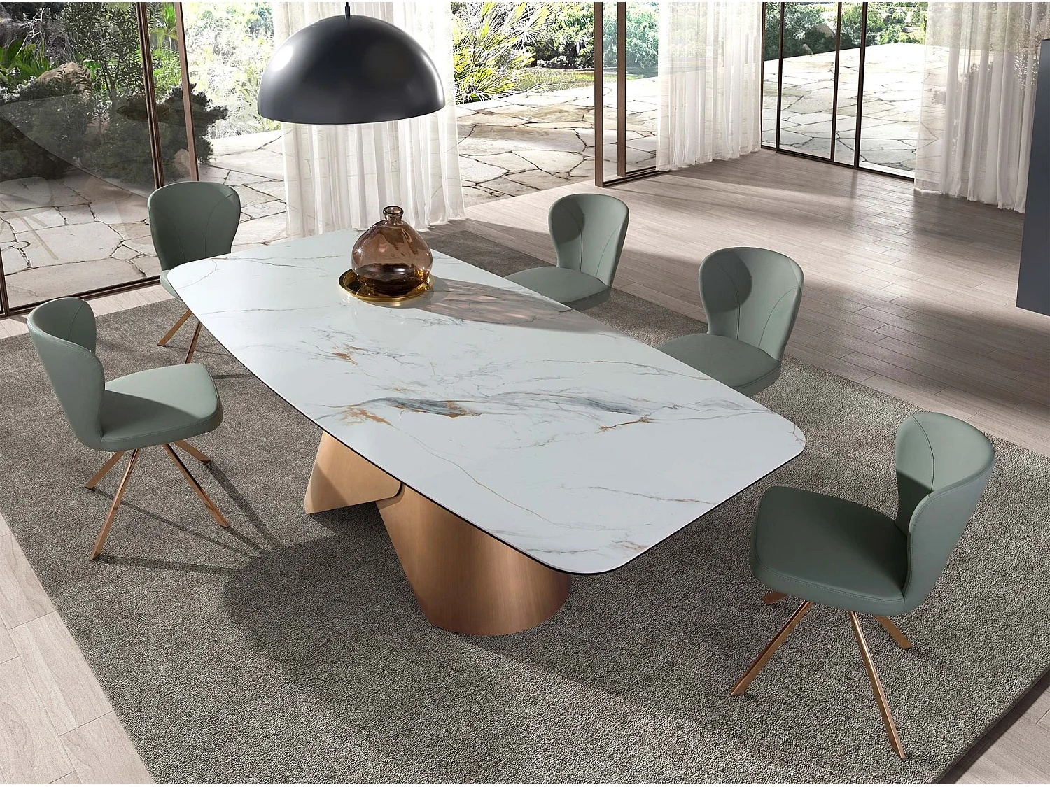 Chaise pivotante en simili-cuir vert clair 4183 ANGEL CERDA