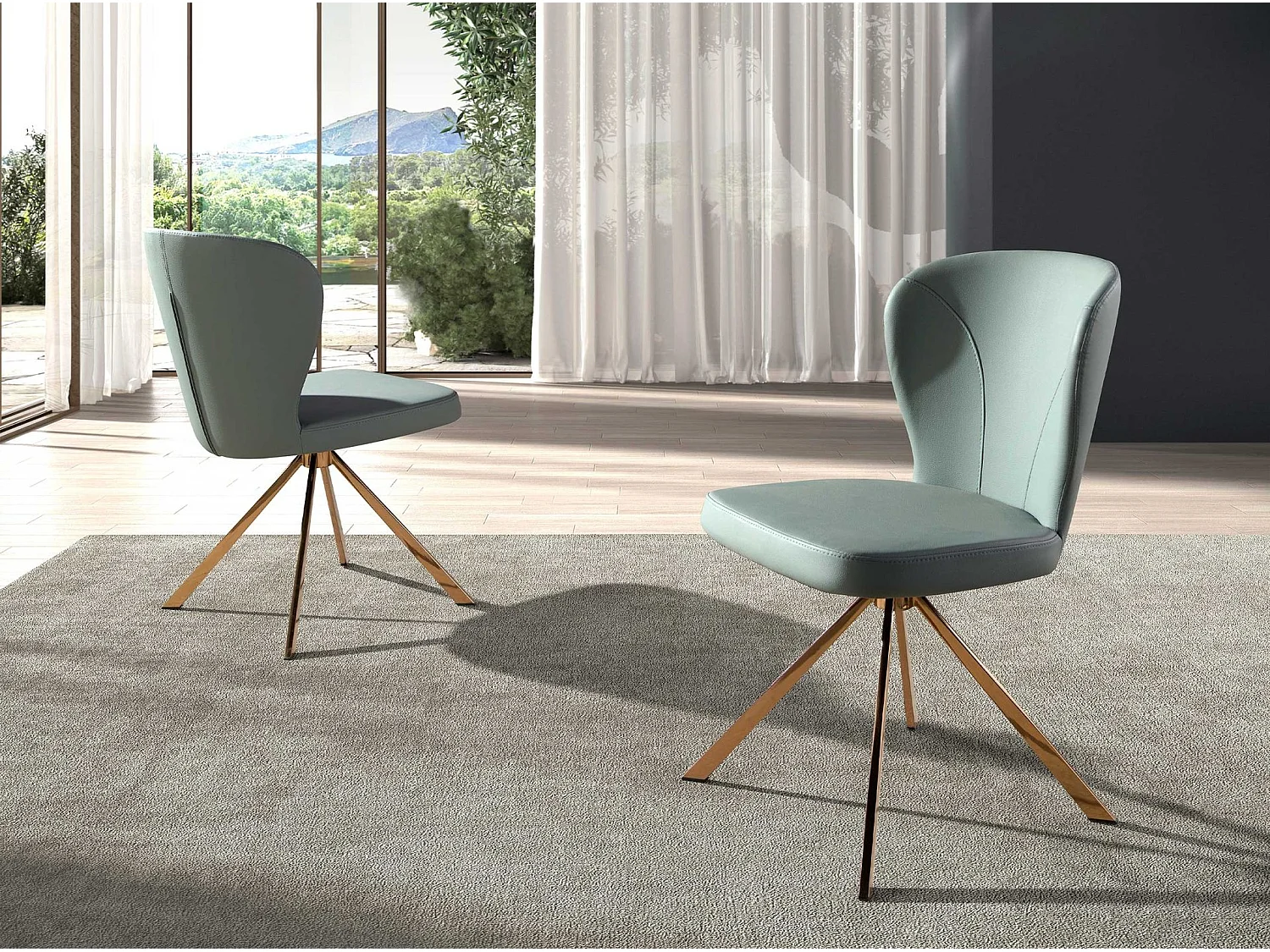 Chaise pivotante en simili-cuir vert clair 4183 ANGEL CERDA