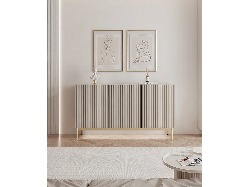 Buffet avec 3 portes et LED - gris cachemire 138 cm - LINEARIS