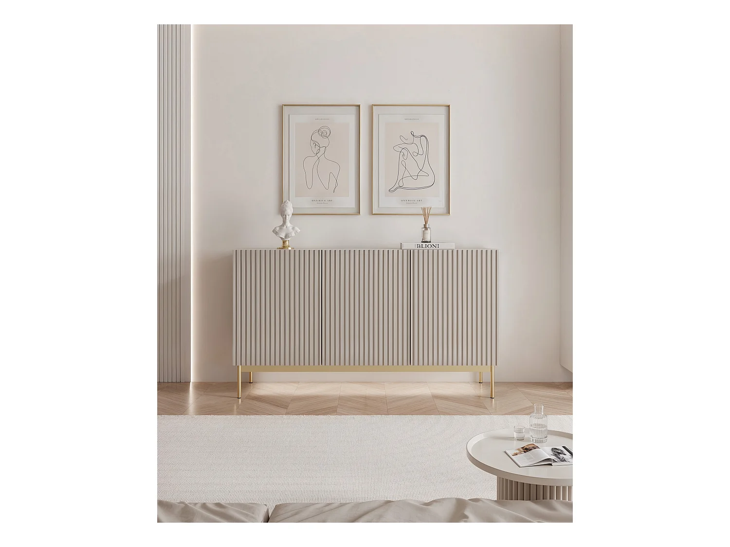 Buffet avec 3 portes et LED - gris cachemire 138 cm - LINEARIS