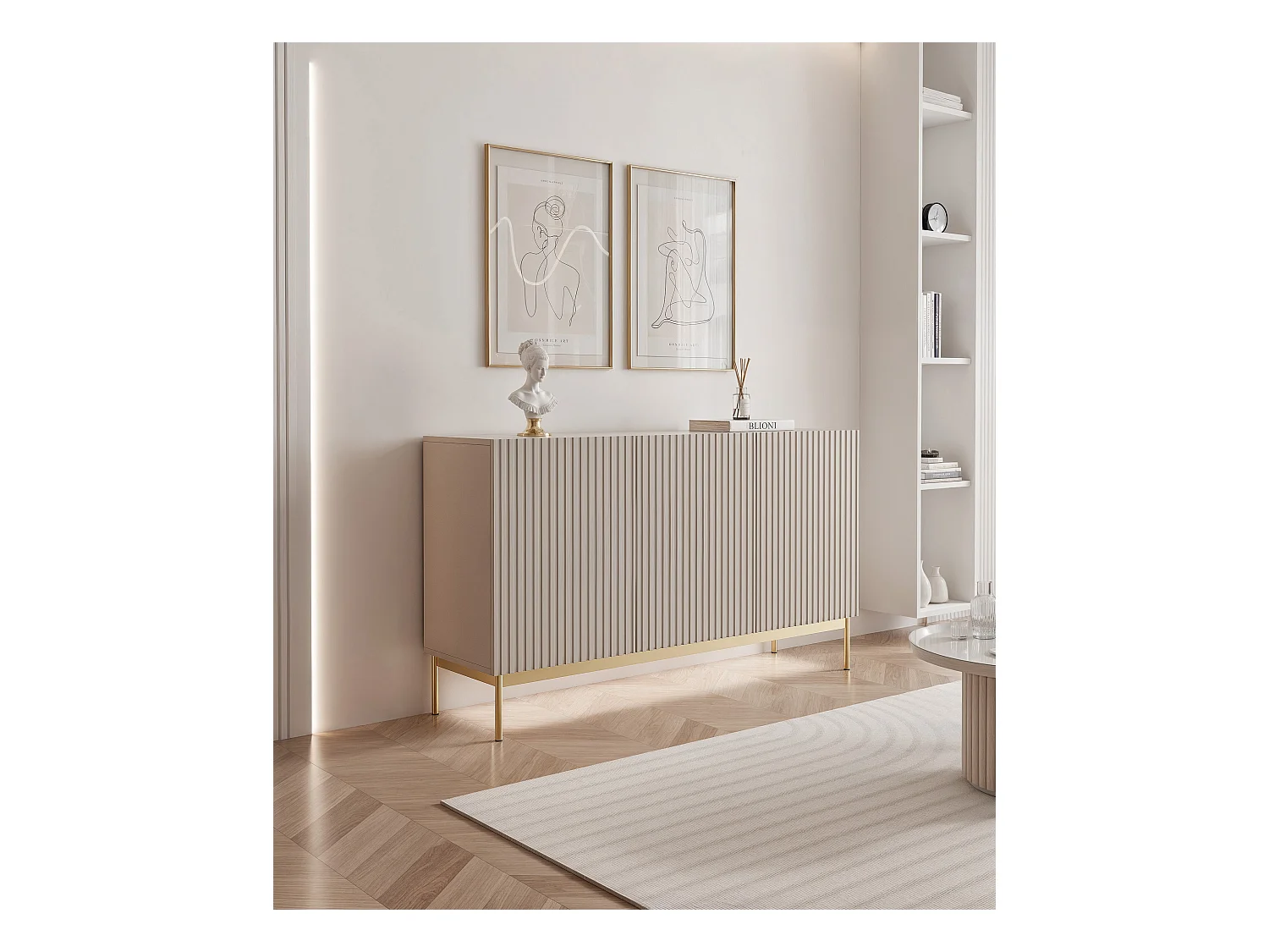 Buffet avec 3 portes et LED - gris cachemire 138 cm - LINEARIS