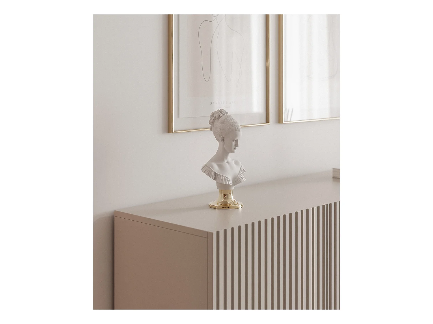 Buffet avec 3 portes et LED - gris cachemire 138 cm - LINEARIS