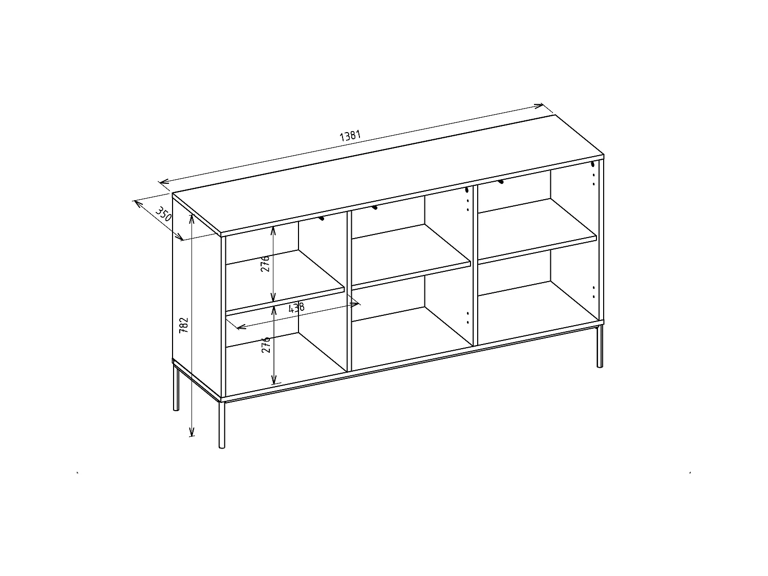 Buffet avec 3 portes et LED - gris cachemire 138 cm - LINEARIS