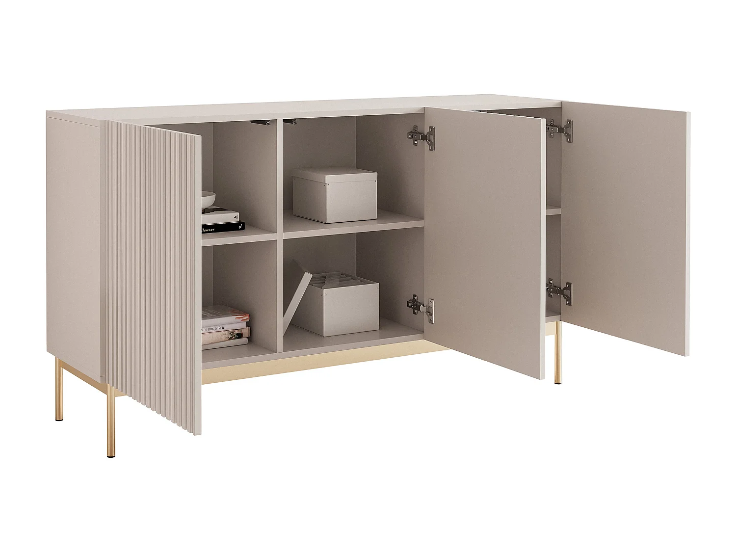 Buffet avec 3 portes et LED - gris cachemire 138 cm - LINEARIS