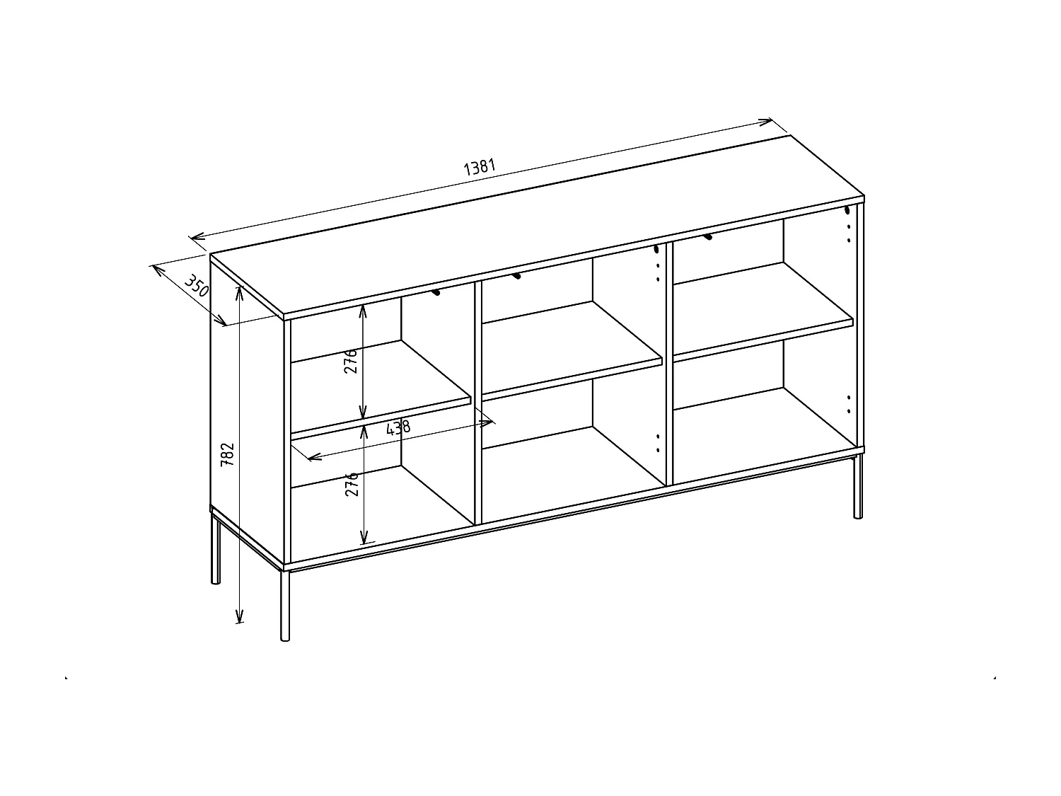 Buffet avec 3 portes et LED - gris cachemire 138 cm - LINEARIS