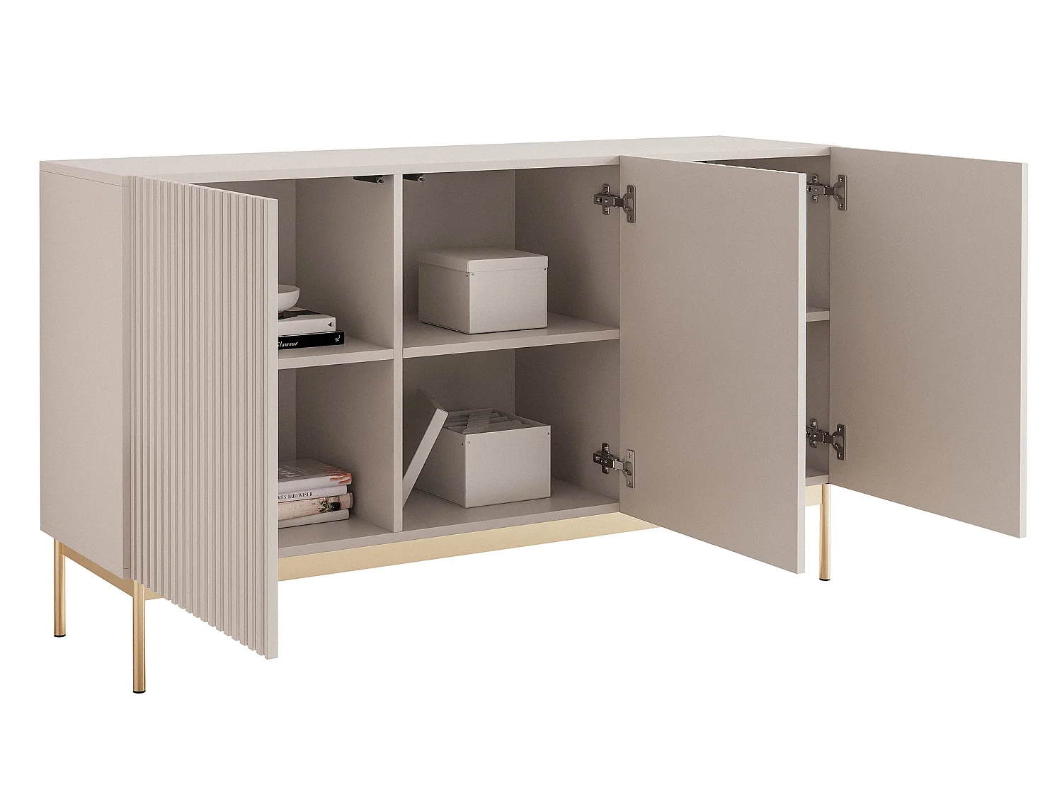 Buffet avec 3 portes et LED - gris cachemire 138 cm - LINEARIS