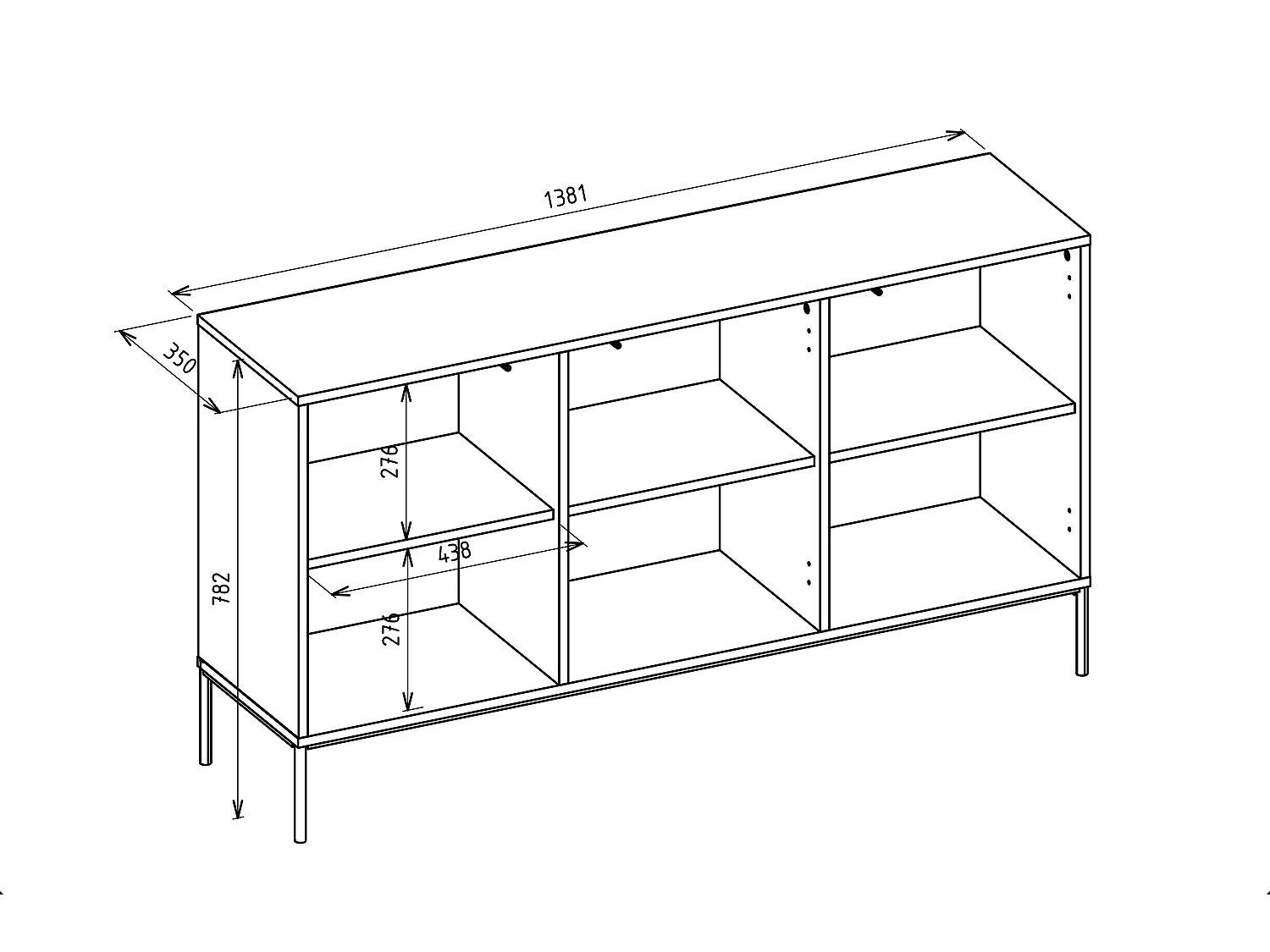 Buffet avec 3 portes et LED - gris cachemire 138 cm - LINEARIS