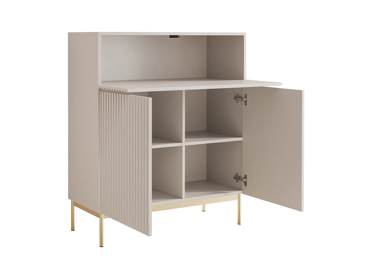 Buffet haut avec 2 portes - abattant et LED - gris cachemire 92 cm - LINEARIS