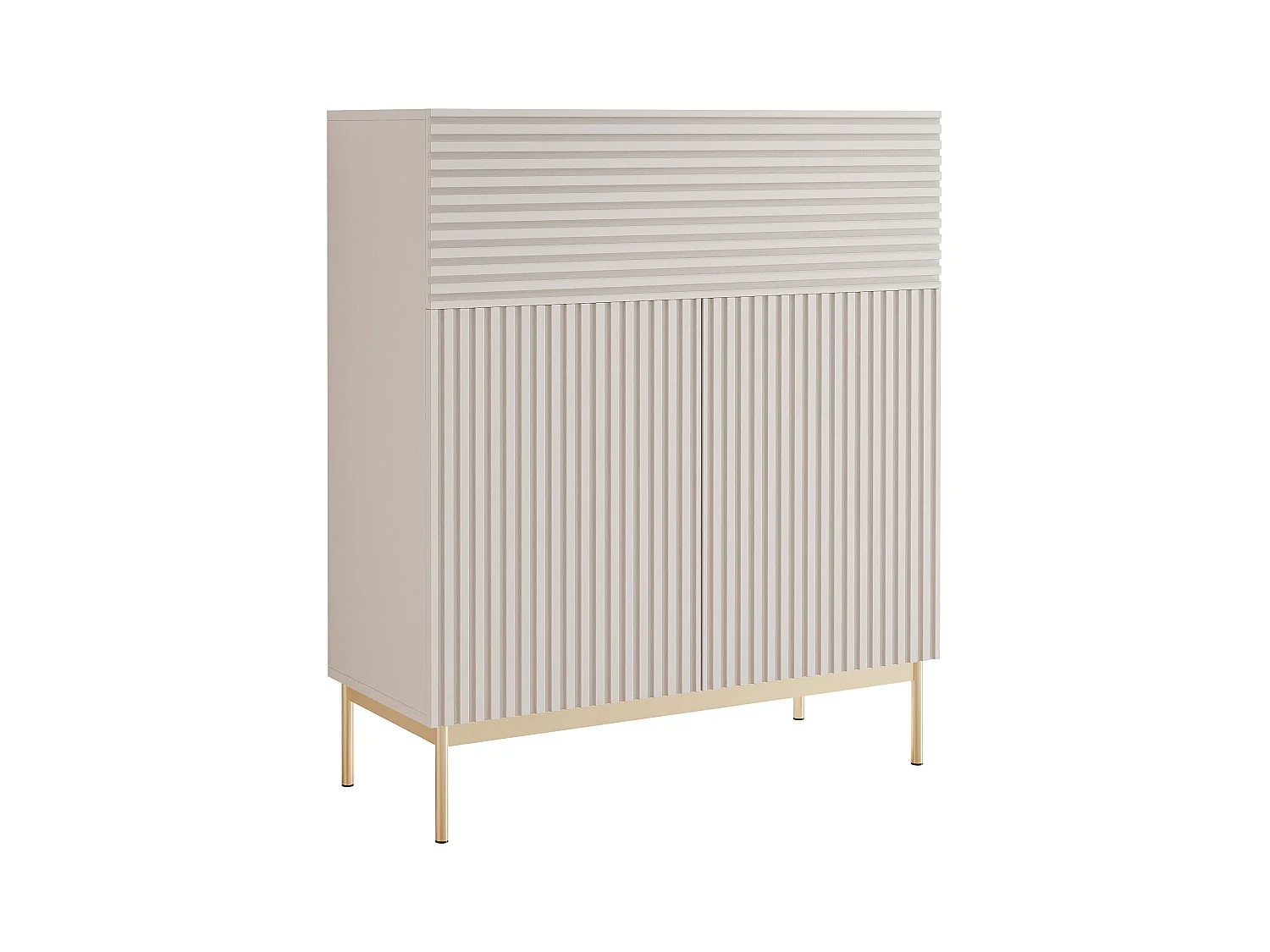 Buffet haut avec 2 portes - abattant et LED - gris cachemire 92 cm - LINEARIS