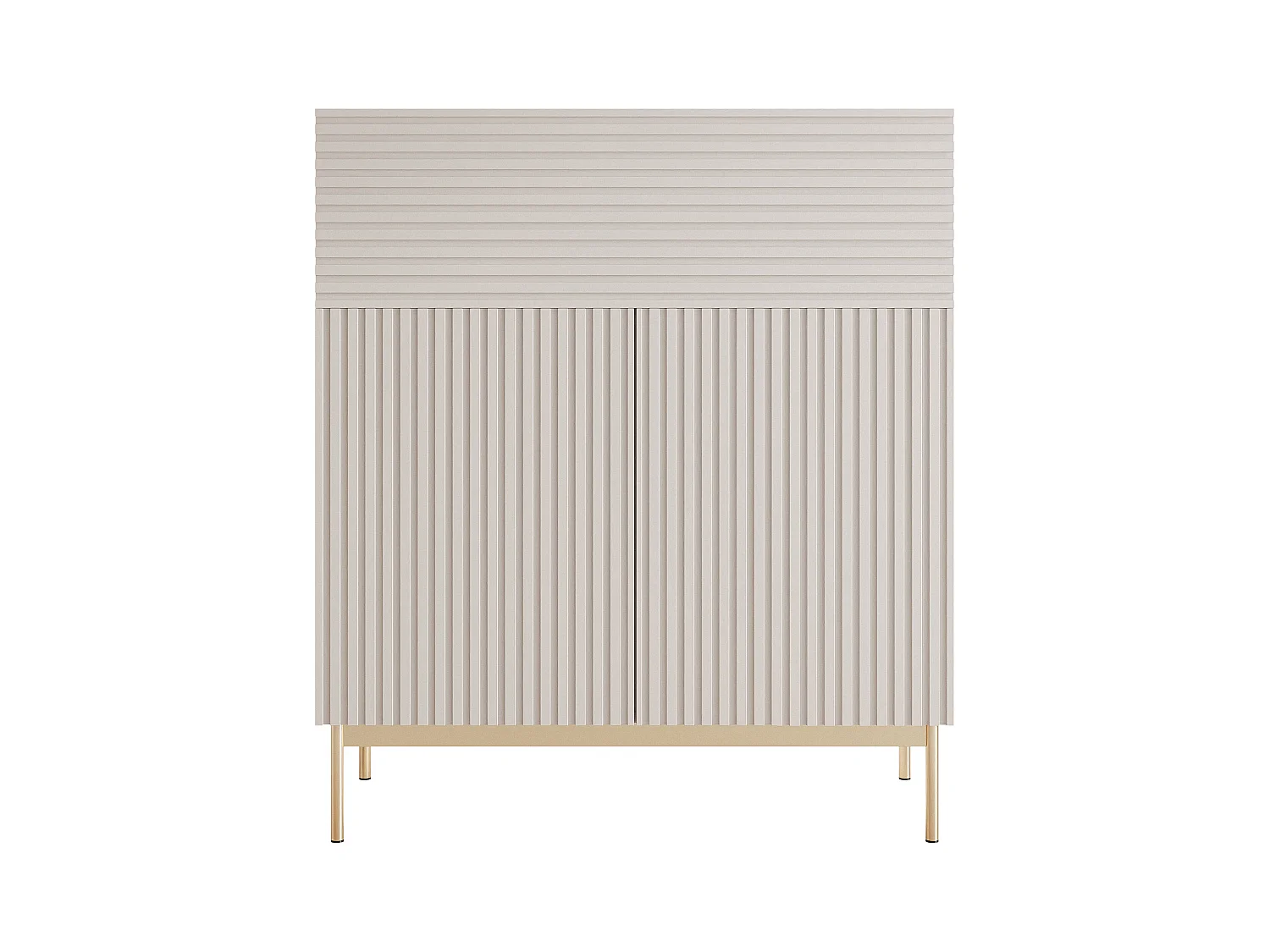 Buffet haut avec 2 portes - abattant et LED - gris cachemire 92 cm - LINEARIS