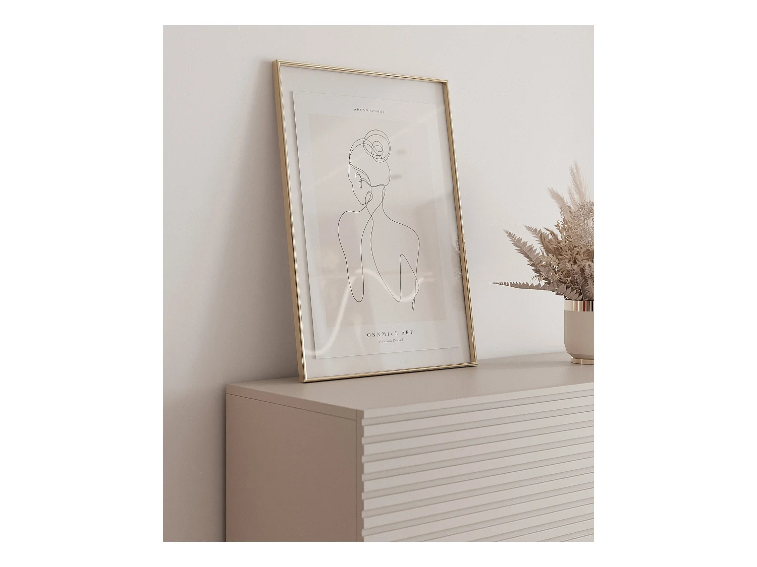 Buffet haut avec 2 portes - abattant et LED - gris cachemire 92 cm - LINEARIS