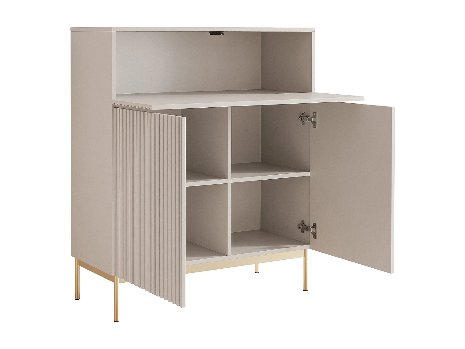 Buffet haut avec 2 portes - abattant et LED - gris cachemire 92 cm - LINEARIS