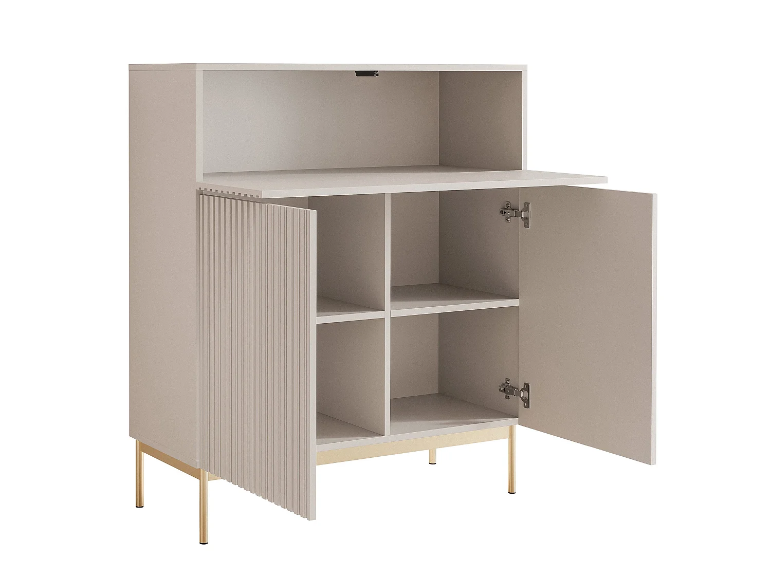 Buffet haut avec 2 portes - abattant et LED - gris cachemire 92 cm - LINEARIS