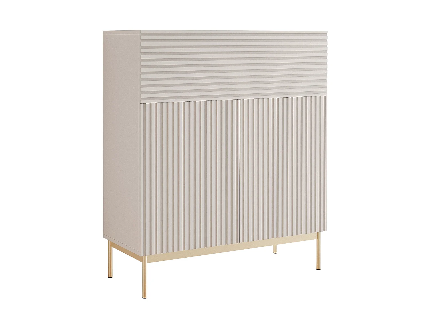 Buffet haut avec 2 portes - abattant et LED - gris cachemire 92 cm - LINEARIS