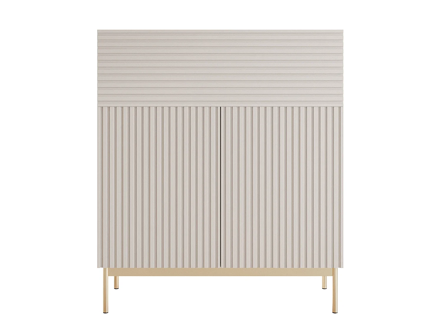 Buffet haut avec 2 portes - abattant et LED - gris cachemire 92 cm - LINEARIS