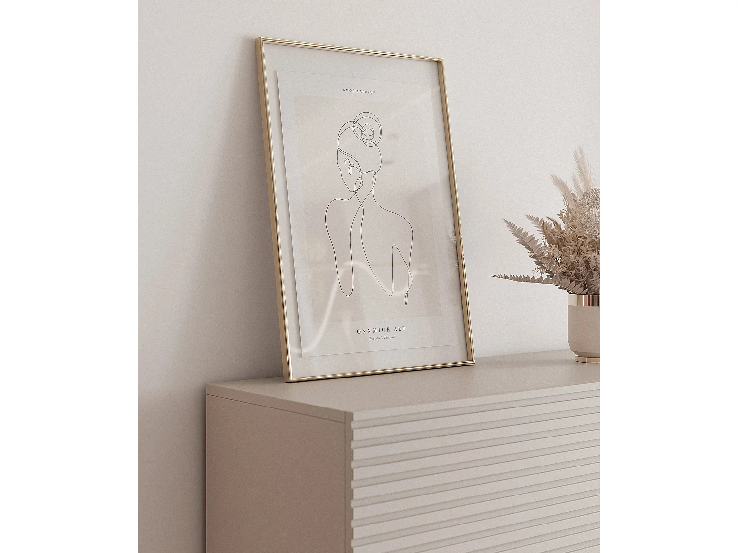 Buffet haut avec 2 portes - abattant et LED - gris cachemire 92 cm - LINEARIS