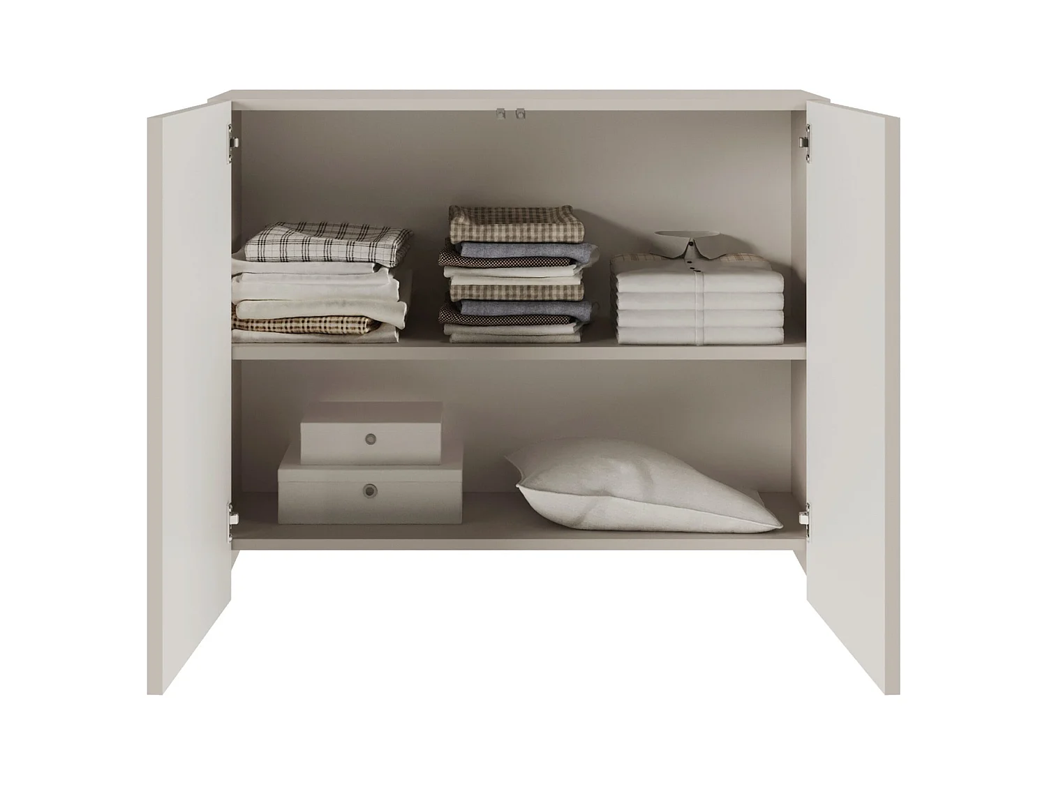 Buffet - 100 cm - 2 portes avec façades fraisées - gris cachemire - ARKADIA