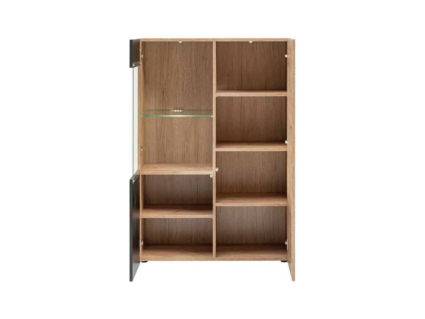 Buffet haut DOUM – Chêne clair et noir – L90 x H132 x P40 cm