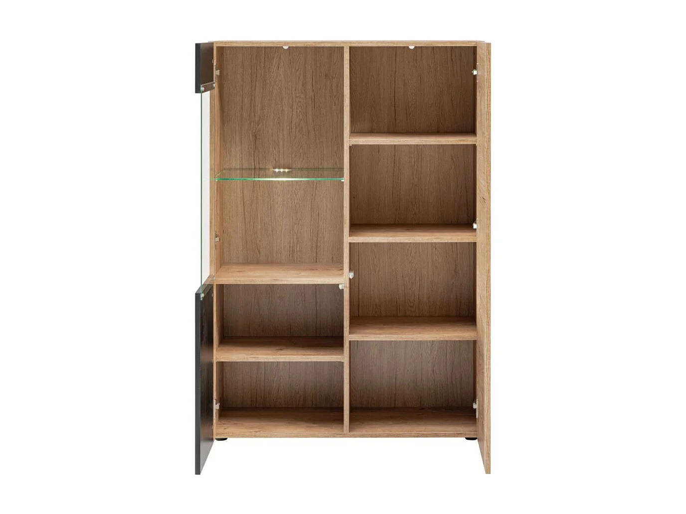 Buffet haut DOUM – Chêne clair et noir – L90 x H132 x P40 cm