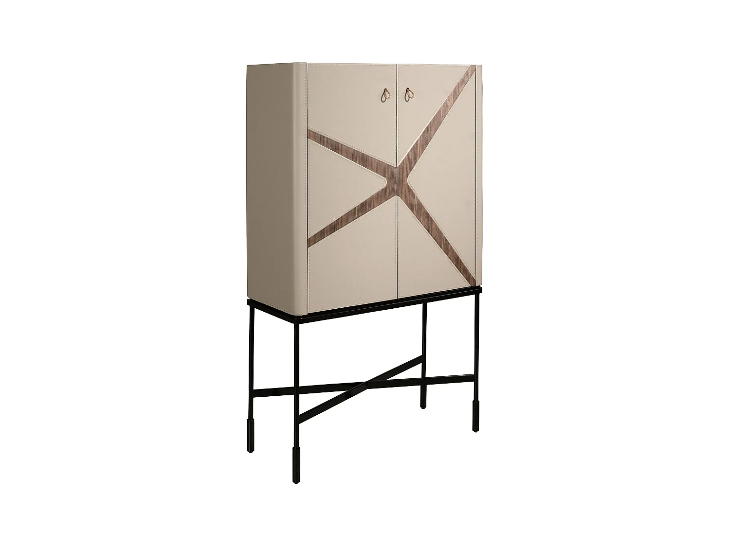 Buffet haut cuir, noyer et acier noir 3280 ANGEL CERDA