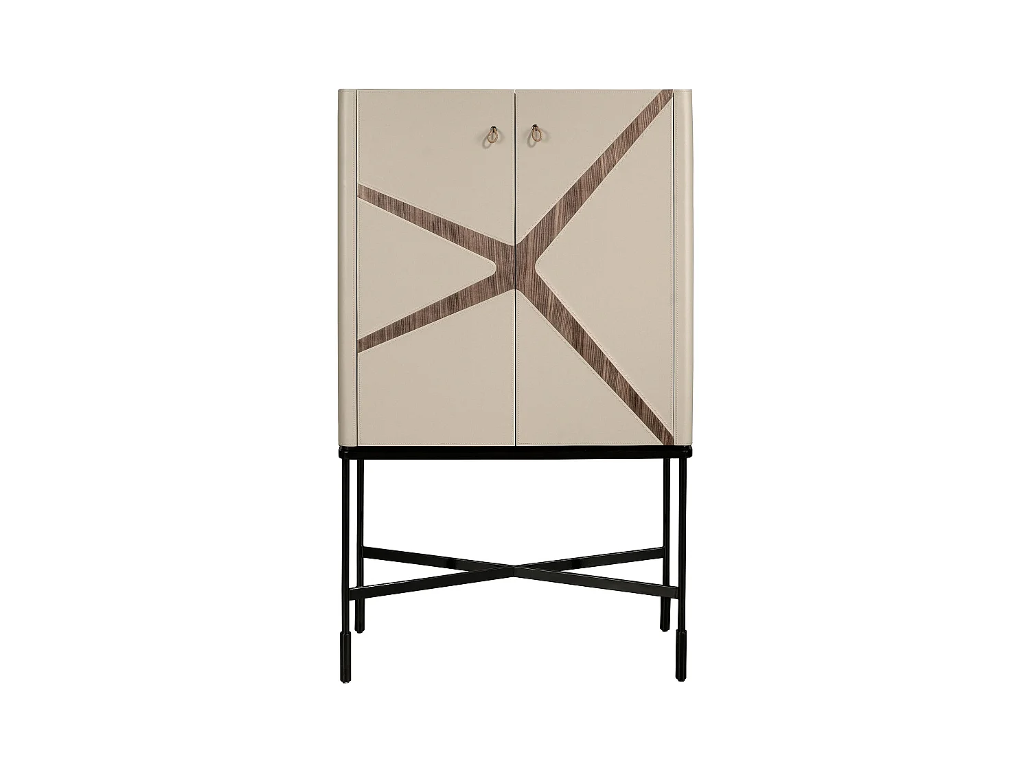 Buffet haut cuir, noyer et acier noir 3280 ANGEL CERDA