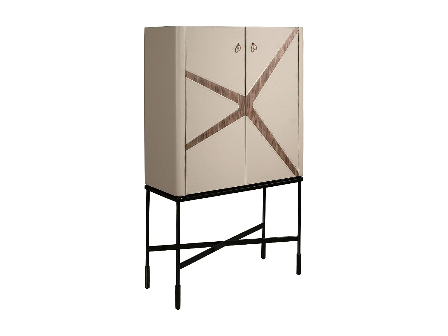 Buffet haut en similicuir, noyer et acier noir 3280 ANGEL CERDA