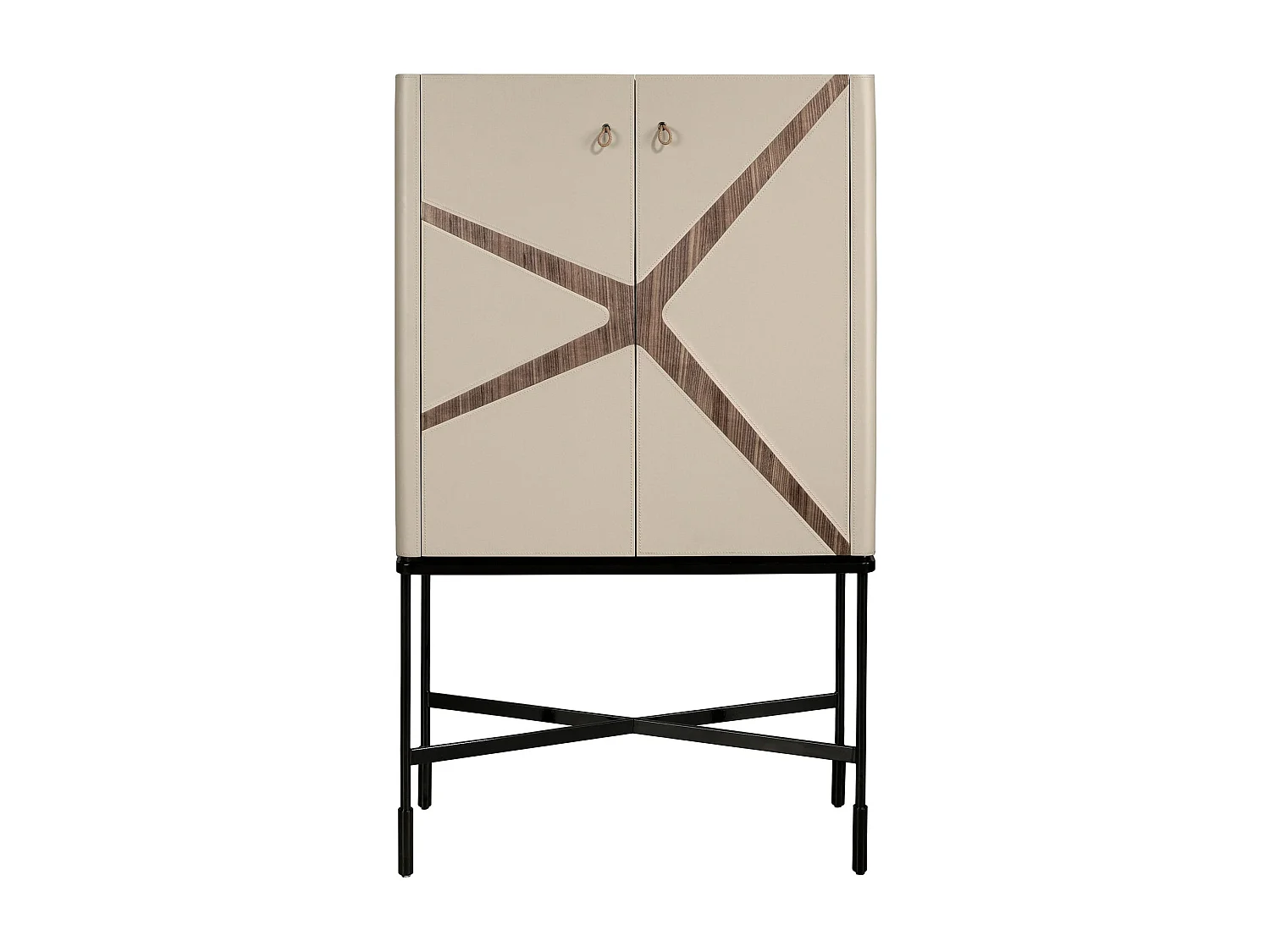 Buffet haut en similicuir, noyer et acier noir 3280 ANGEL CERDA