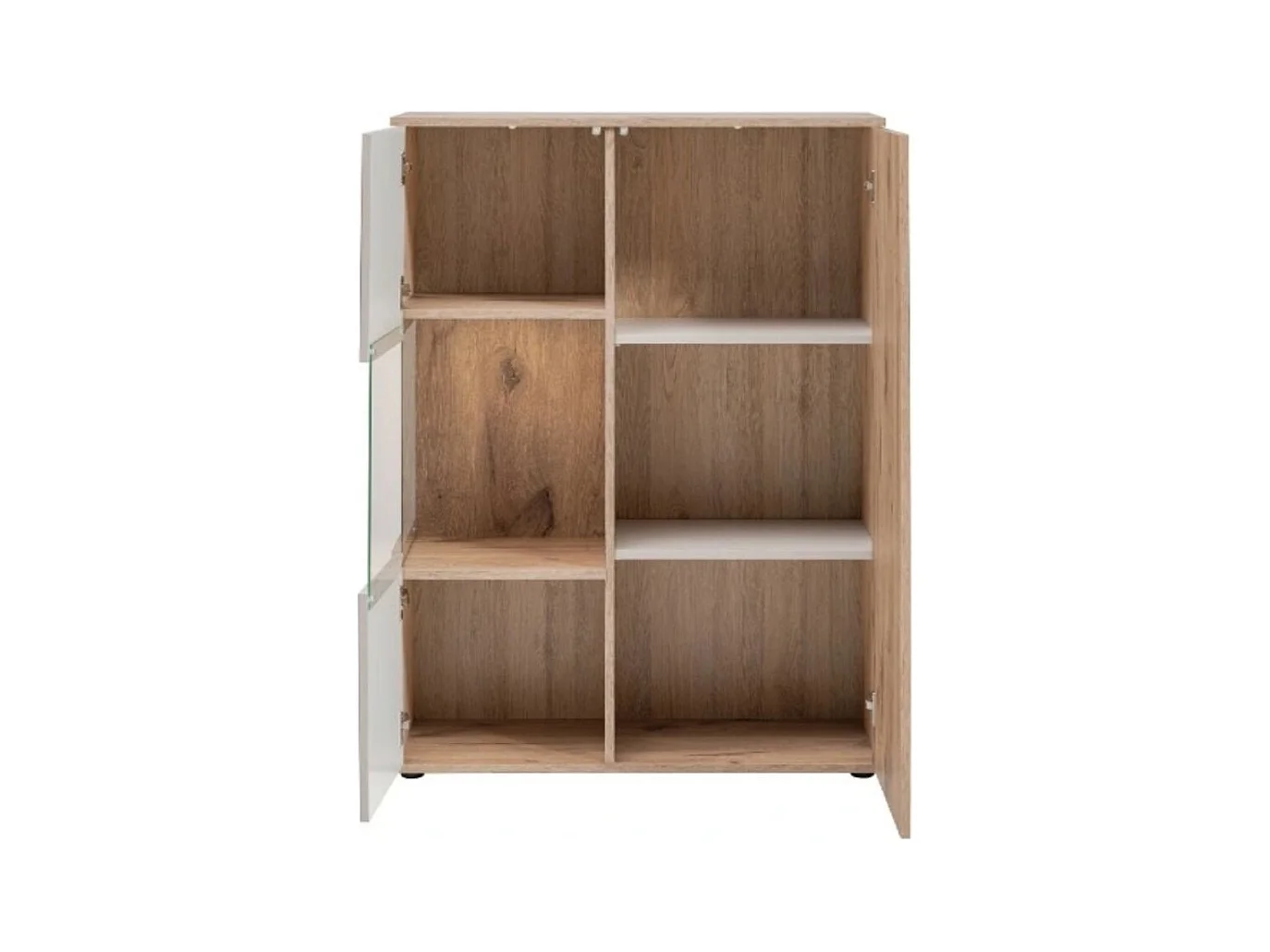 Buffet haut ERINA – 2 portes – Chêne clair et Beige – 90 cm