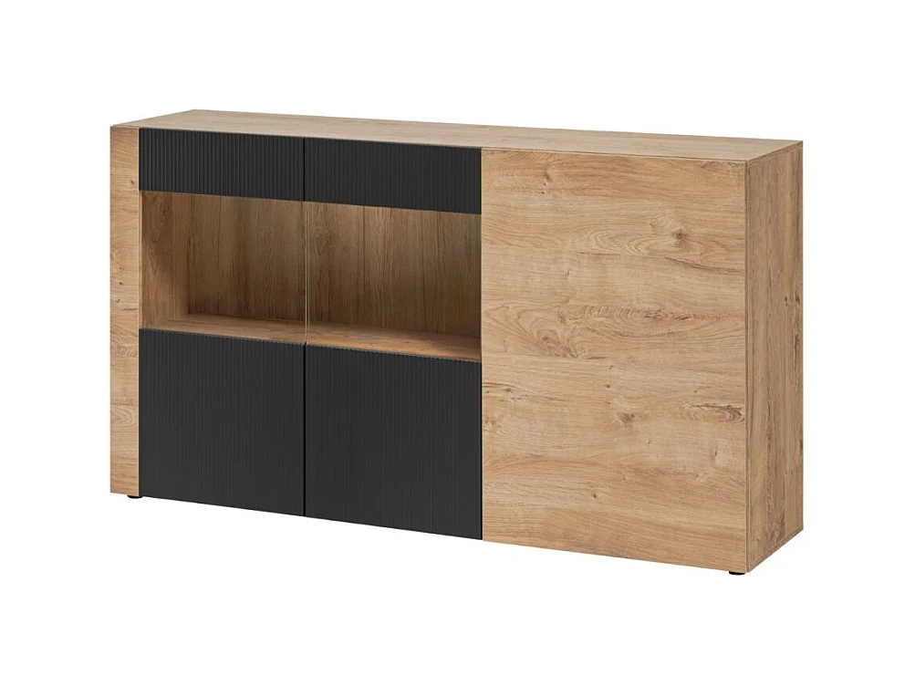 Buffet DOUM – Chêne clair et noir – L160 x H93 x P40 cm