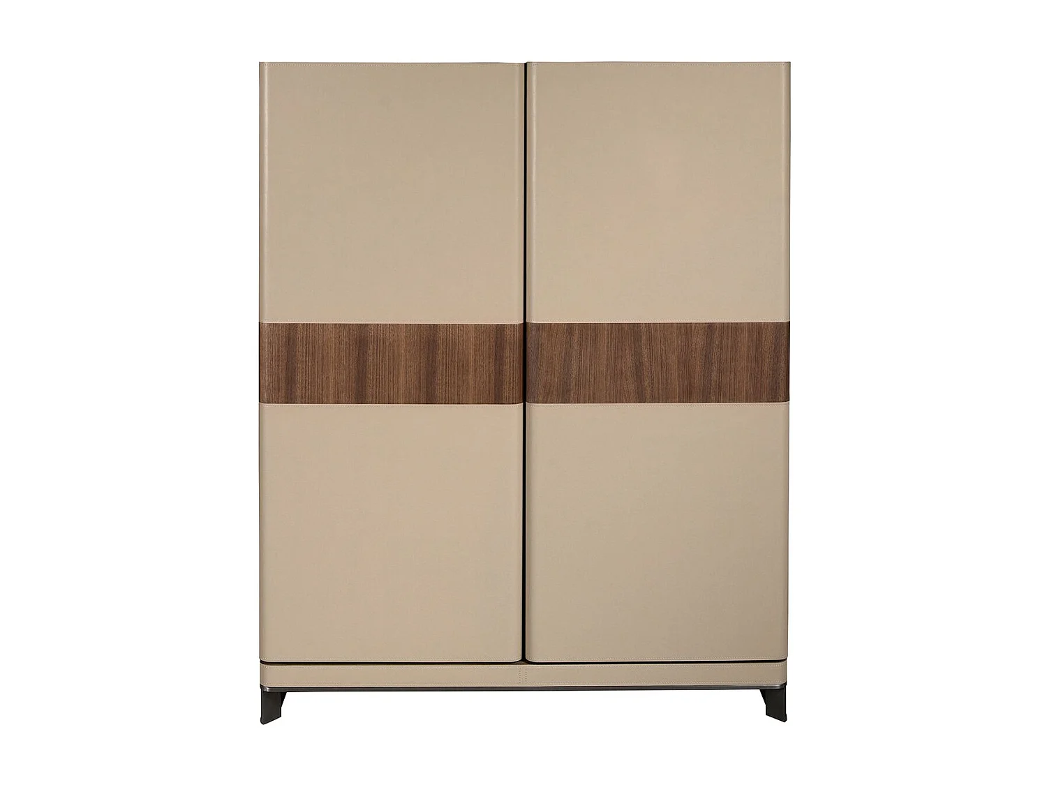 Buffet haut en similicuir, noyer et acier poli 3276 ANGEL CERDA