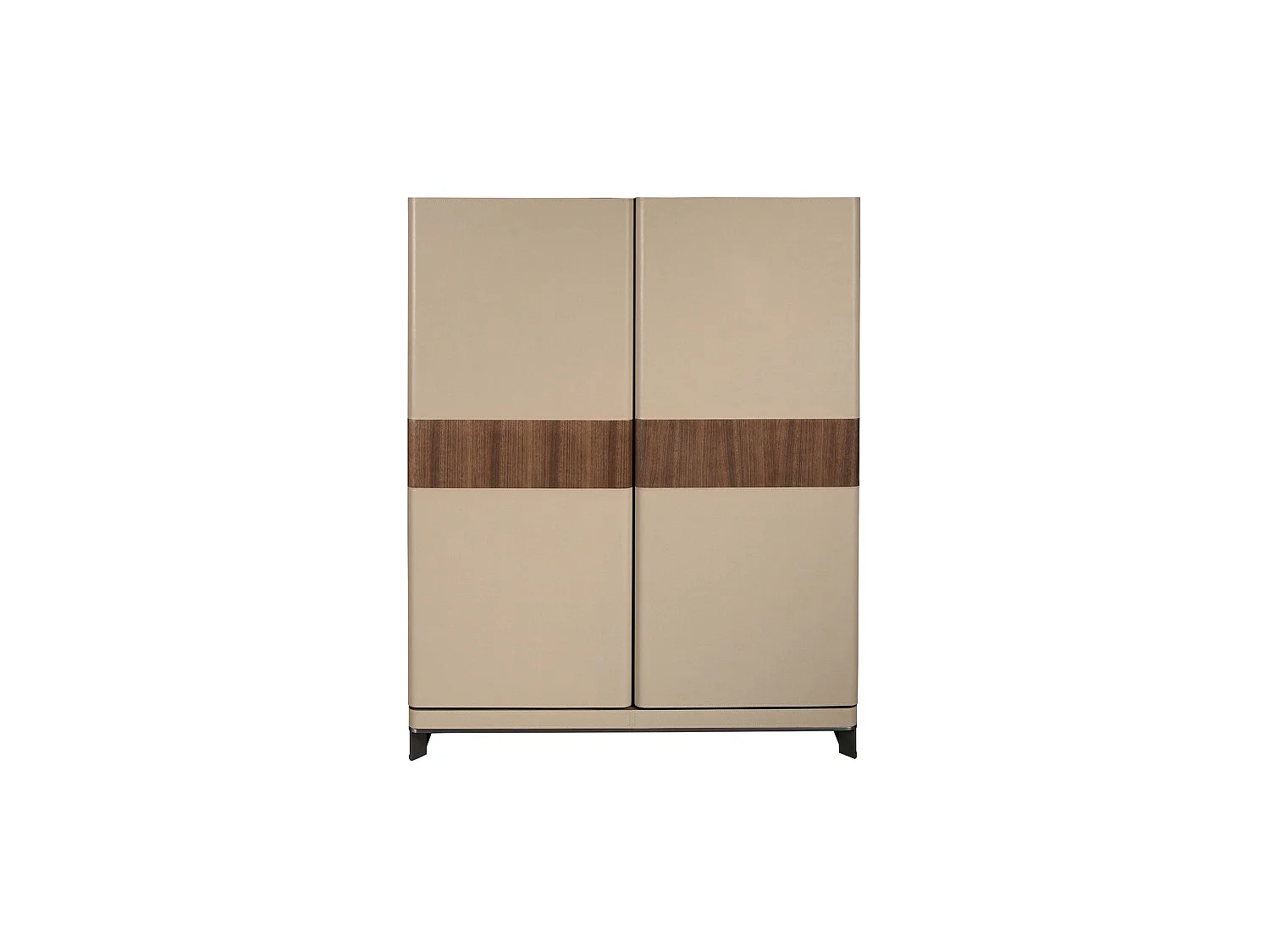 Buffet haut en similicuir, noyer et acier poli 3276 ANGEL CERDA