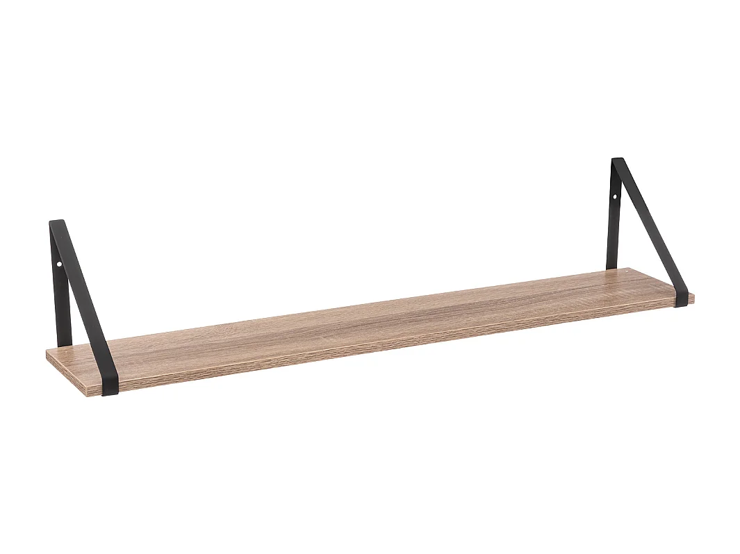 Wandplank Design "Aliaj" 78cm Natuurlijk met Zwarte Metalen Beugels