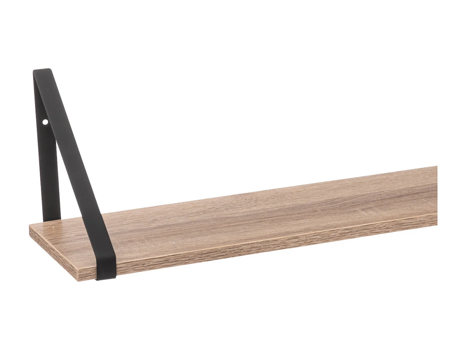 Wandplank Design "Aliaj" 78cm Natuurlijk met Zwarte Metalen Beugels