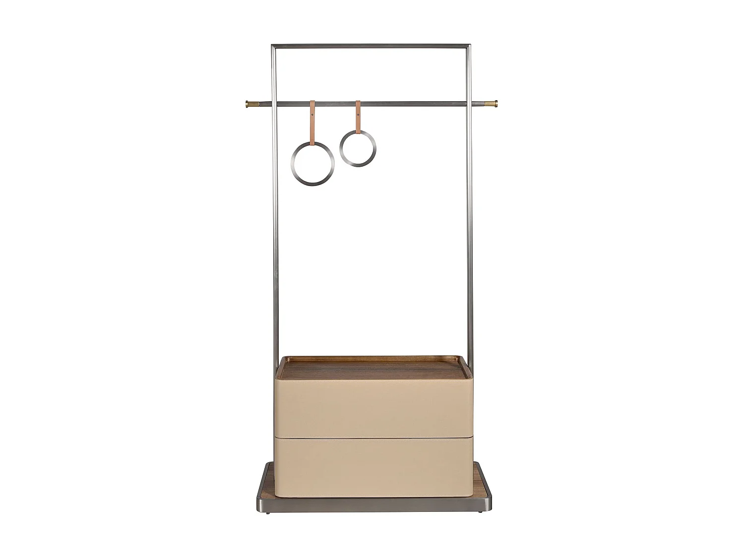 Porte-manteau en similicuir vison, noyer et acier inoxydable 3282 ANGEL CERDA