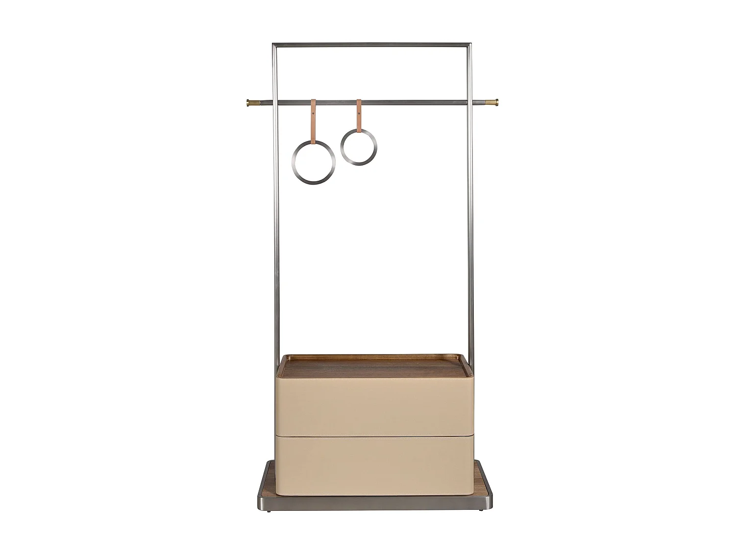 Porte-manteau en similicuir vison, noyer et acier inoxydable 3282 ANGEL CERDA