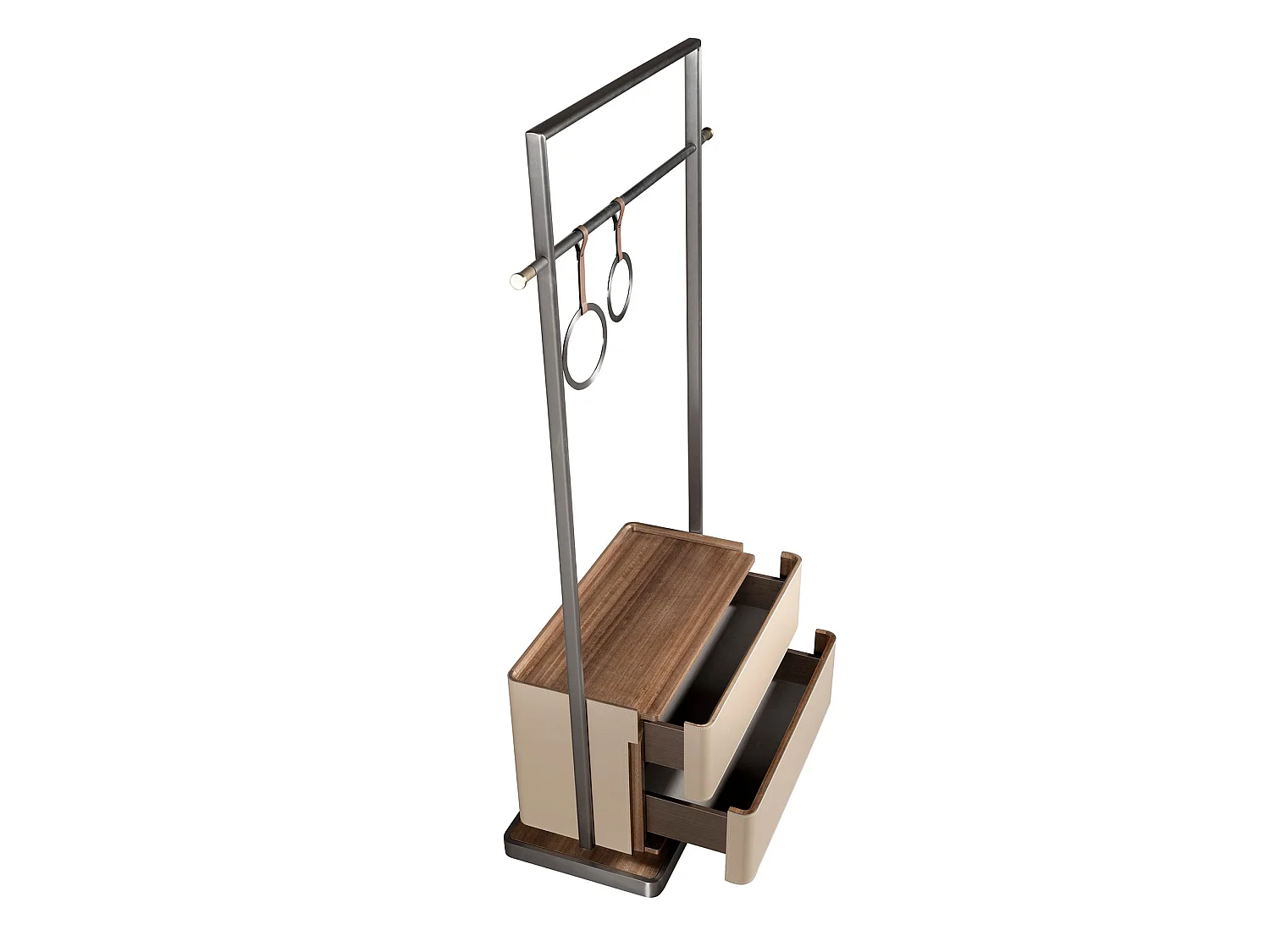 Porte-manteau en similicuir vison, noyer et acier inoxydable 3282 ANGEL CERDA