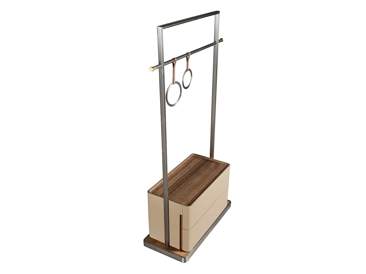 Porte-manteau en similicuir vison, noyer et acier inoxydable 3282 ANGEL CERDA
