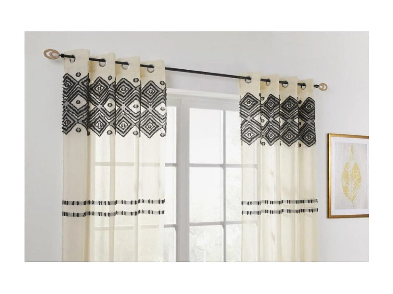 Tringle Extensible "Elli" 120x210cm Noir & Naturel