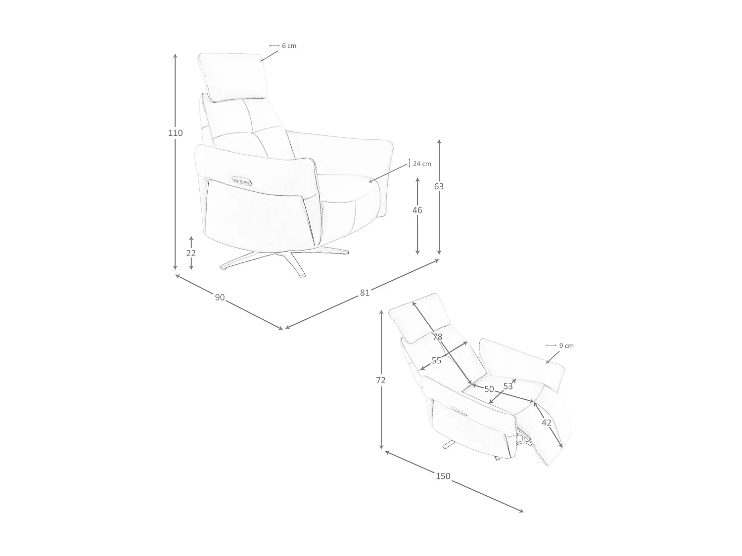 Poltrona relax girevole in pelle verde turchese 5174 ANGEL CERDA
