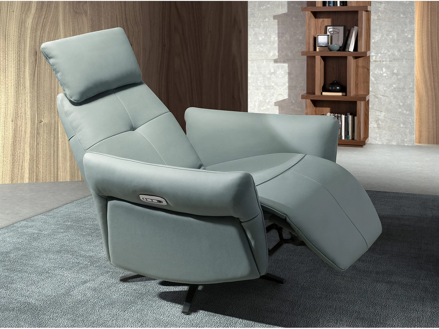 Fauteuil relax pivotant en cuir vert turquoise 5174 ANGEL CERDA
