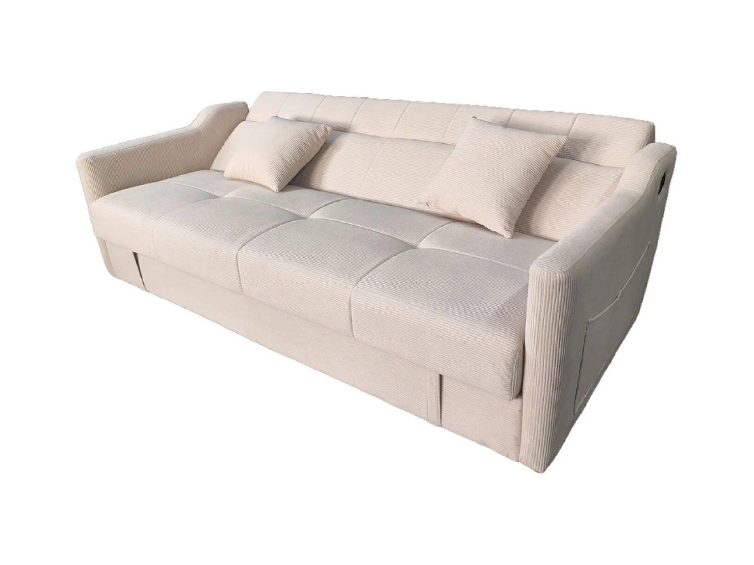 Canapé convertible avec coffre en velours cotelé beige 3 places ADARE