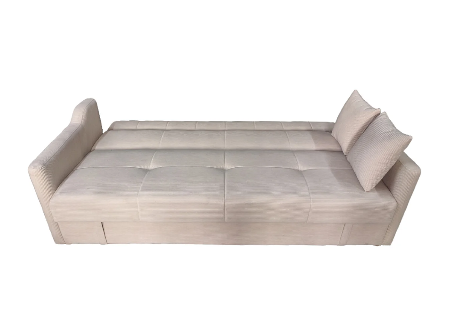 Canapé convertible avec coffre en velours cotelé beige 3 places ADARE
