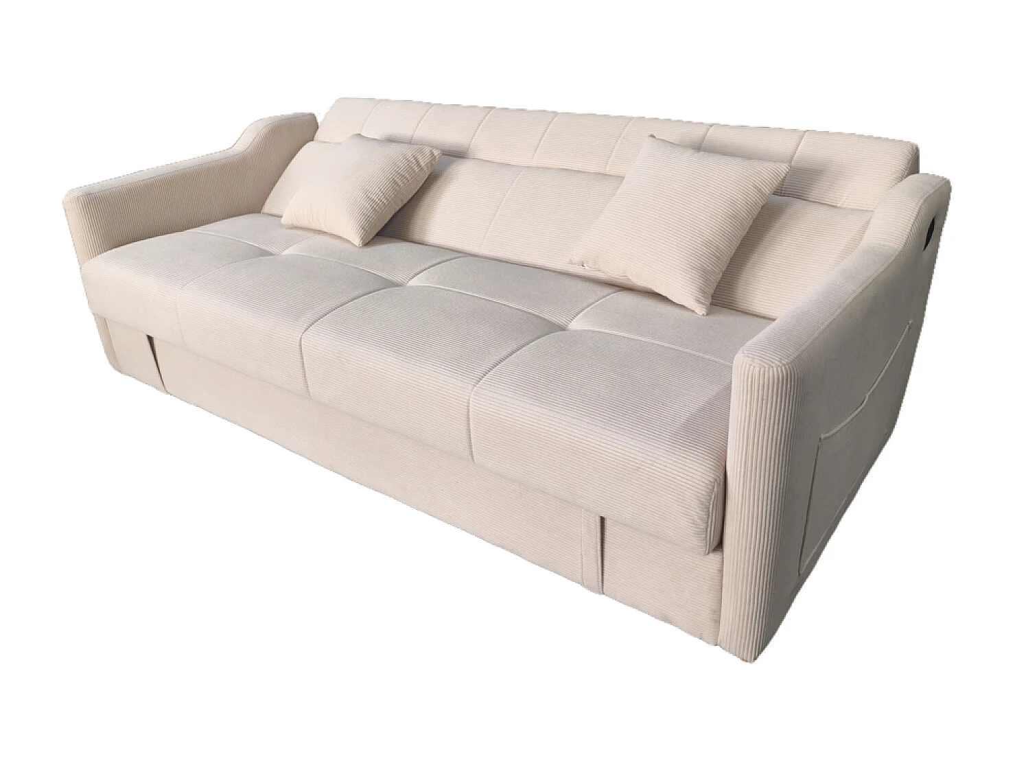 Canapé convertible avec coffre en velours cotelé beige 3 places ADARE