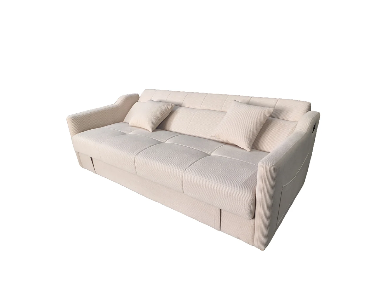 Canapé convertible avec coffre en velours cotelé beige 3 places ADARE