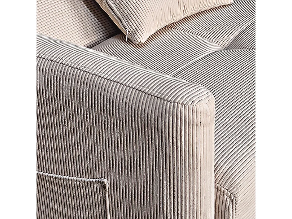 Canapé convertible 3 places avec coffre en velours cotele beige ADARE