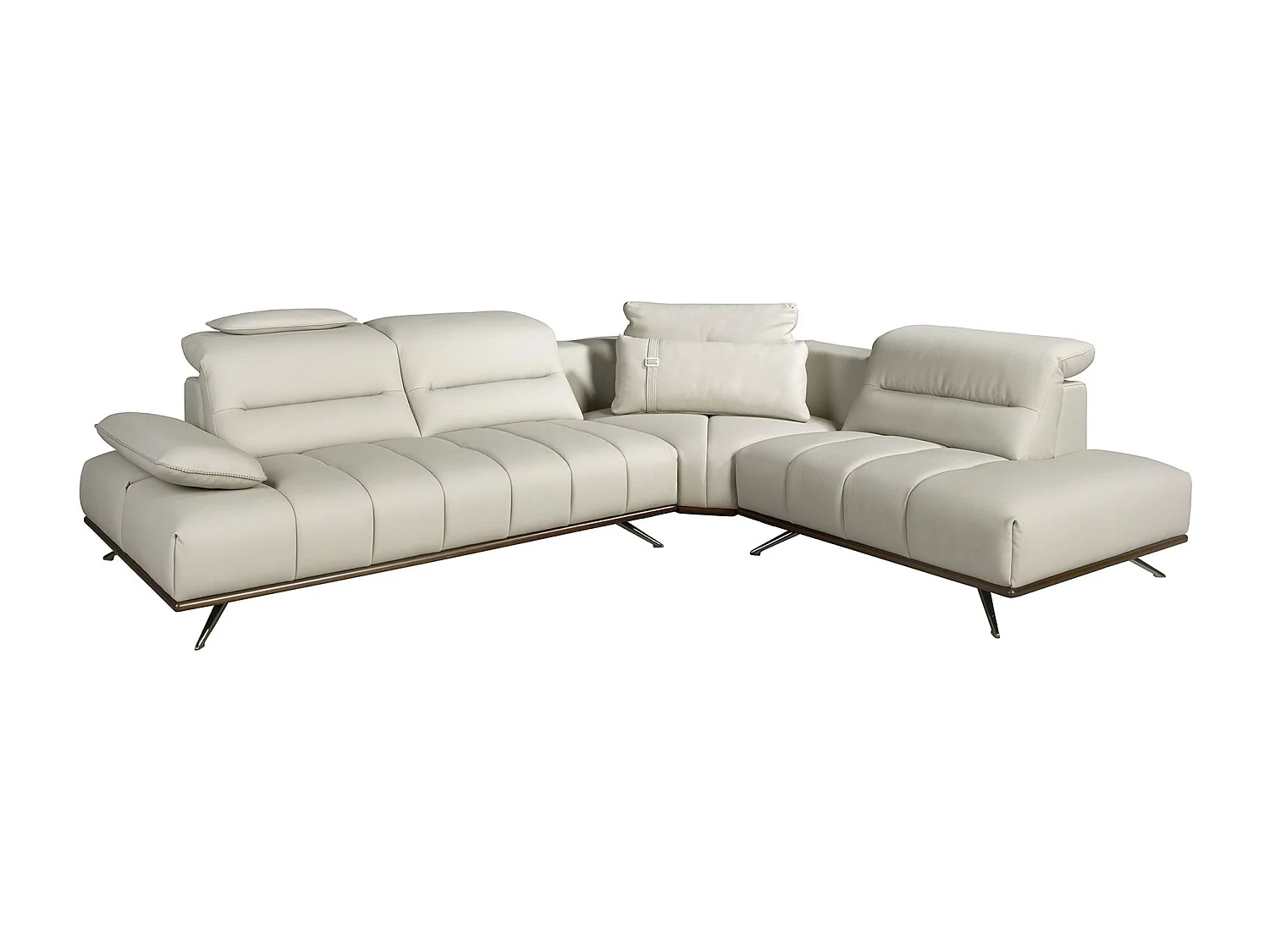 Sofá de canto direito em pele cinzenta clara 6244 ANGEL CERDA