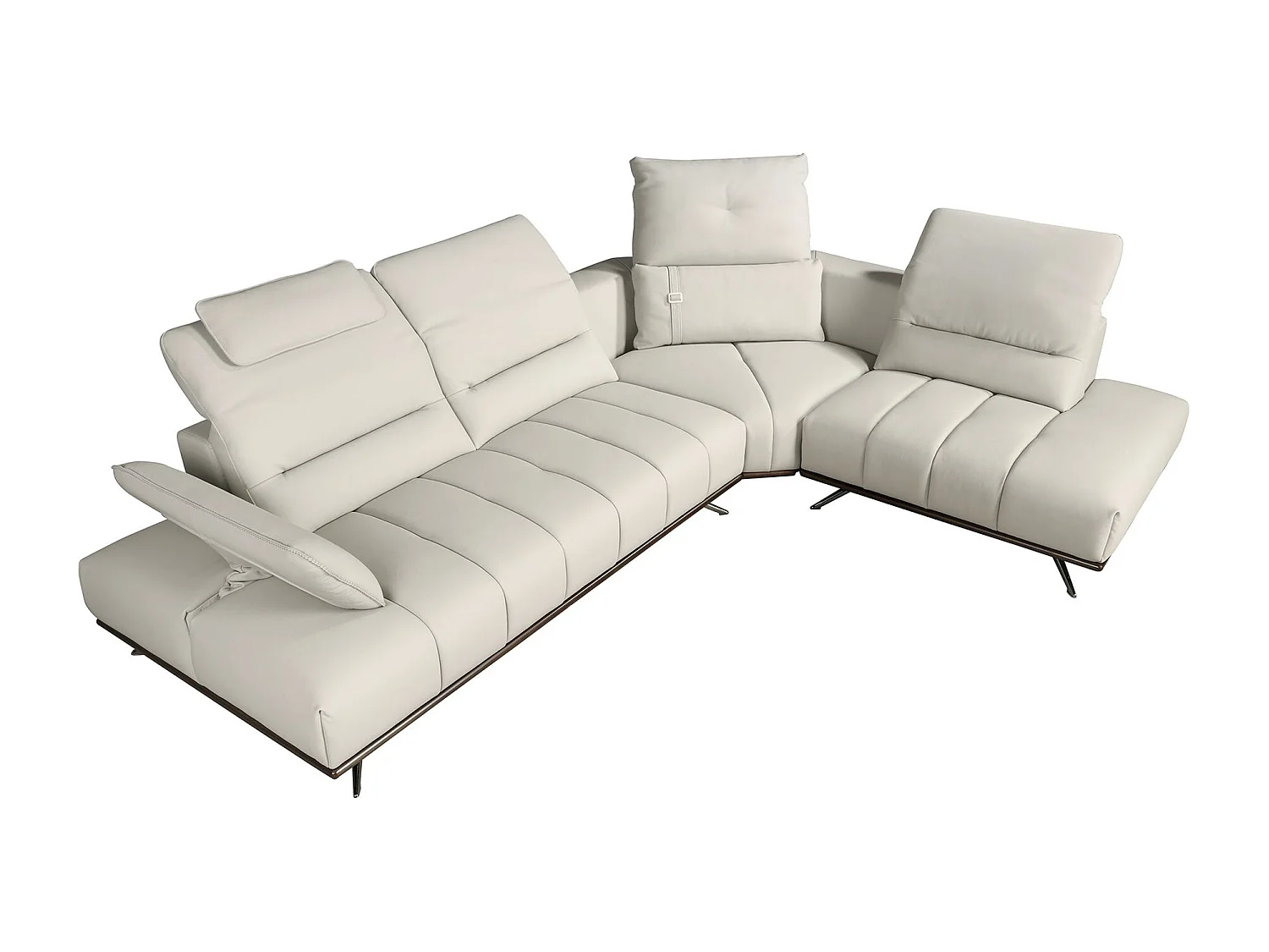 Sofá de canto direito em pele cinzenta clara 6244 ANGEL CERDA