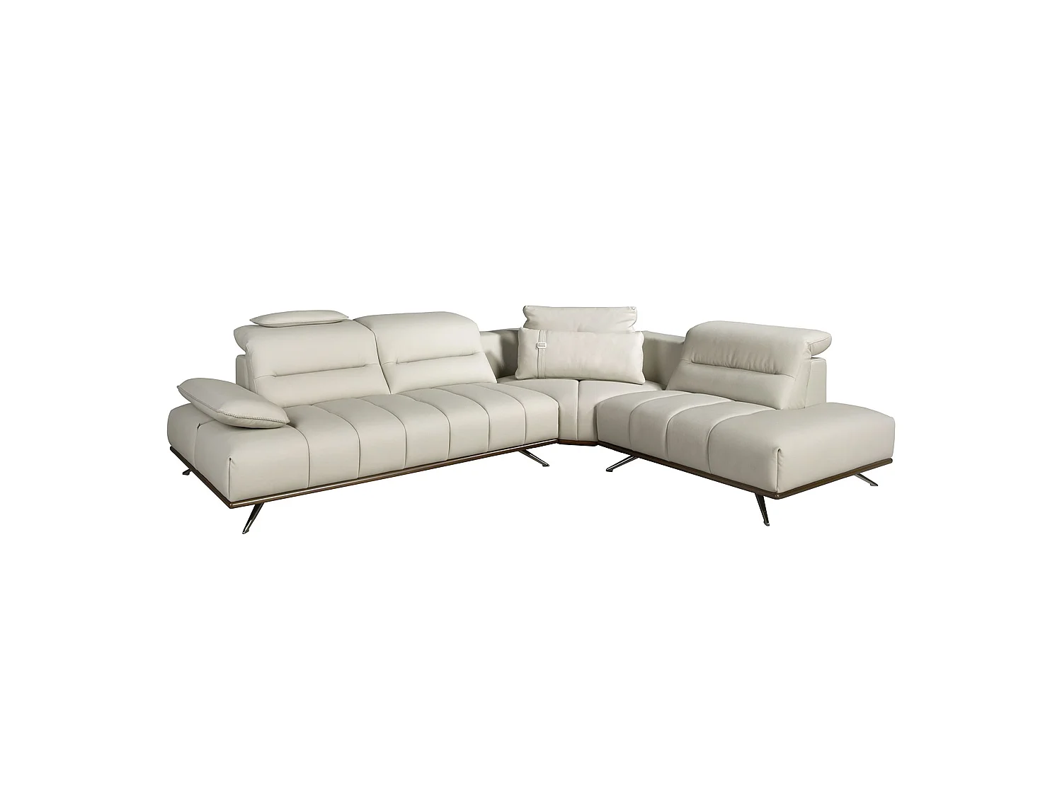 Right chaise longue sofa in light grey leather 6244 ANGEL CERDA