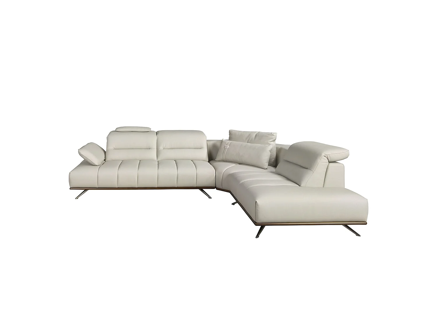 Right chaise longue sofa in light grey leather 6244 ANGEL CERDA