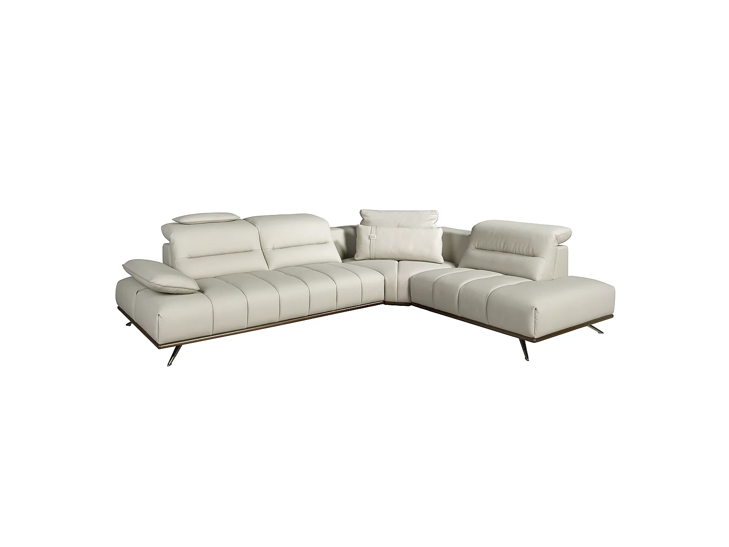 Rechtsseitiges Ecksofa aus hellgrauem Leder 6244 ANGEL CERDA